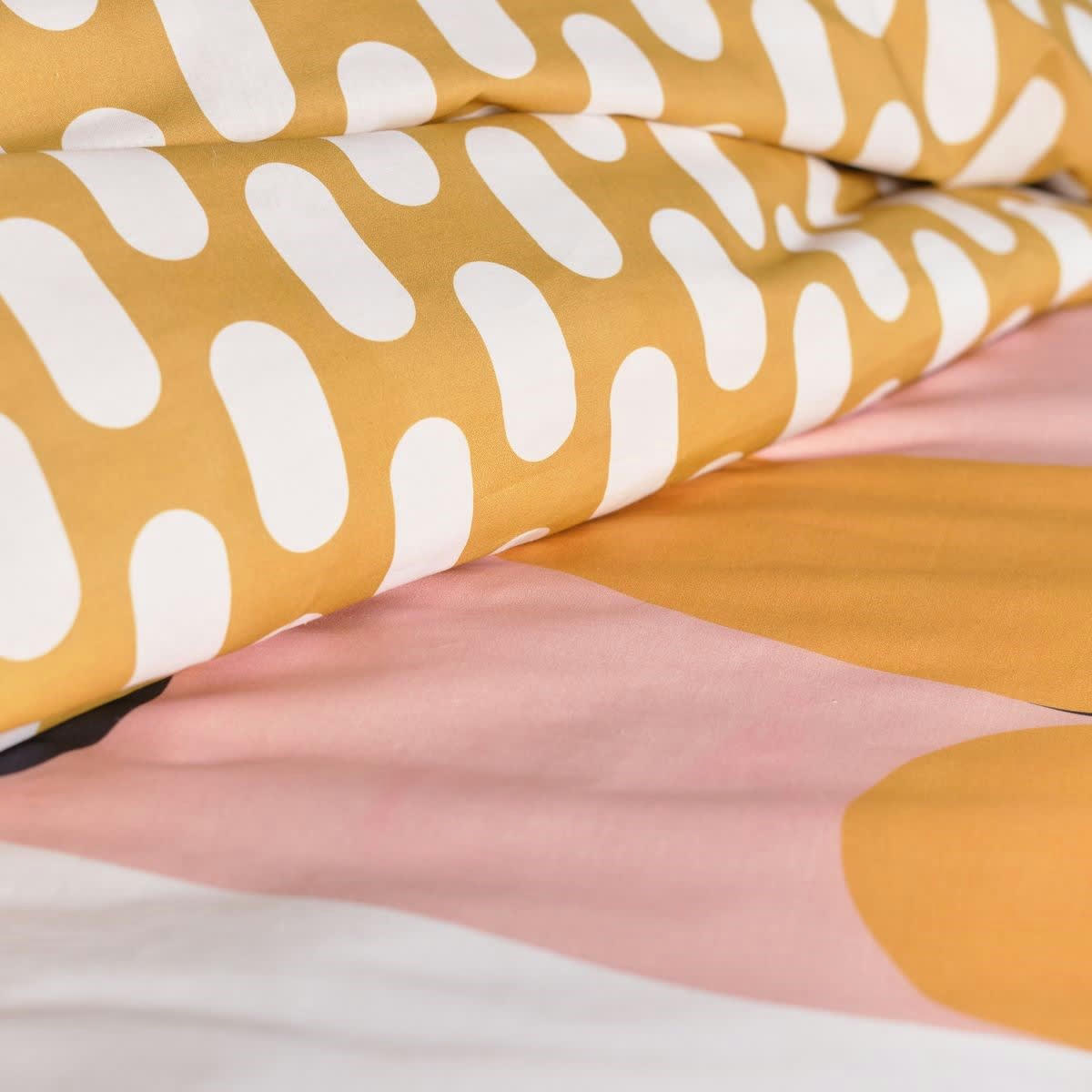 SUNSHINE EVA - Parure de lit imprimé en coton jaune 140x200