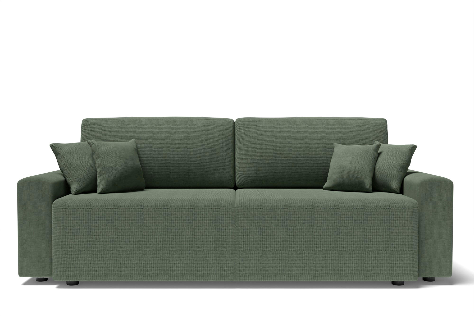 MILO - Canapé droit convertible en tissu 3 places vert