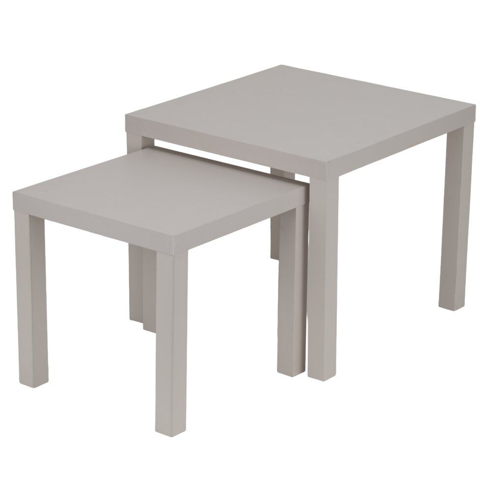 Table basse x2 carrée en bois blanc Gabby 39x39xH38cm et 50x50xH43,5cm