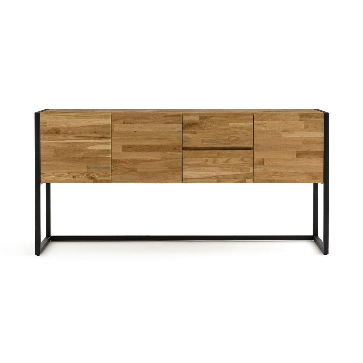 Buffet enfilade chêne massif et métal acier, Hiba