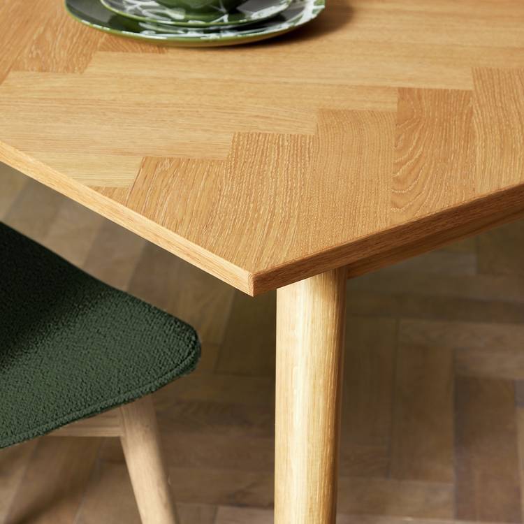 Habitat Dorney Oak Dining Table & 6 Green Chairs