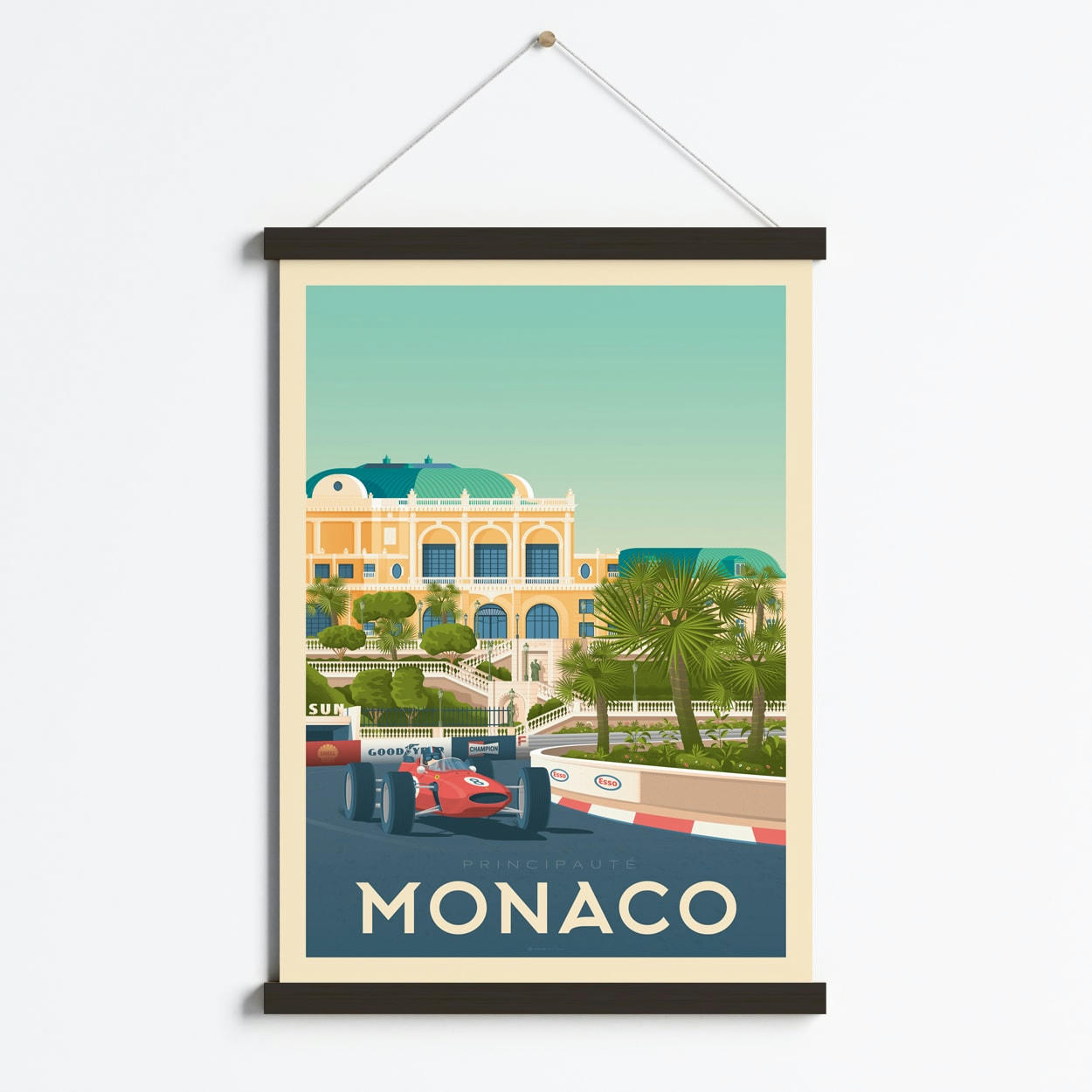 - Affiche Monaco + Cadre Magnétique (Bois Noir) 50x70 cm