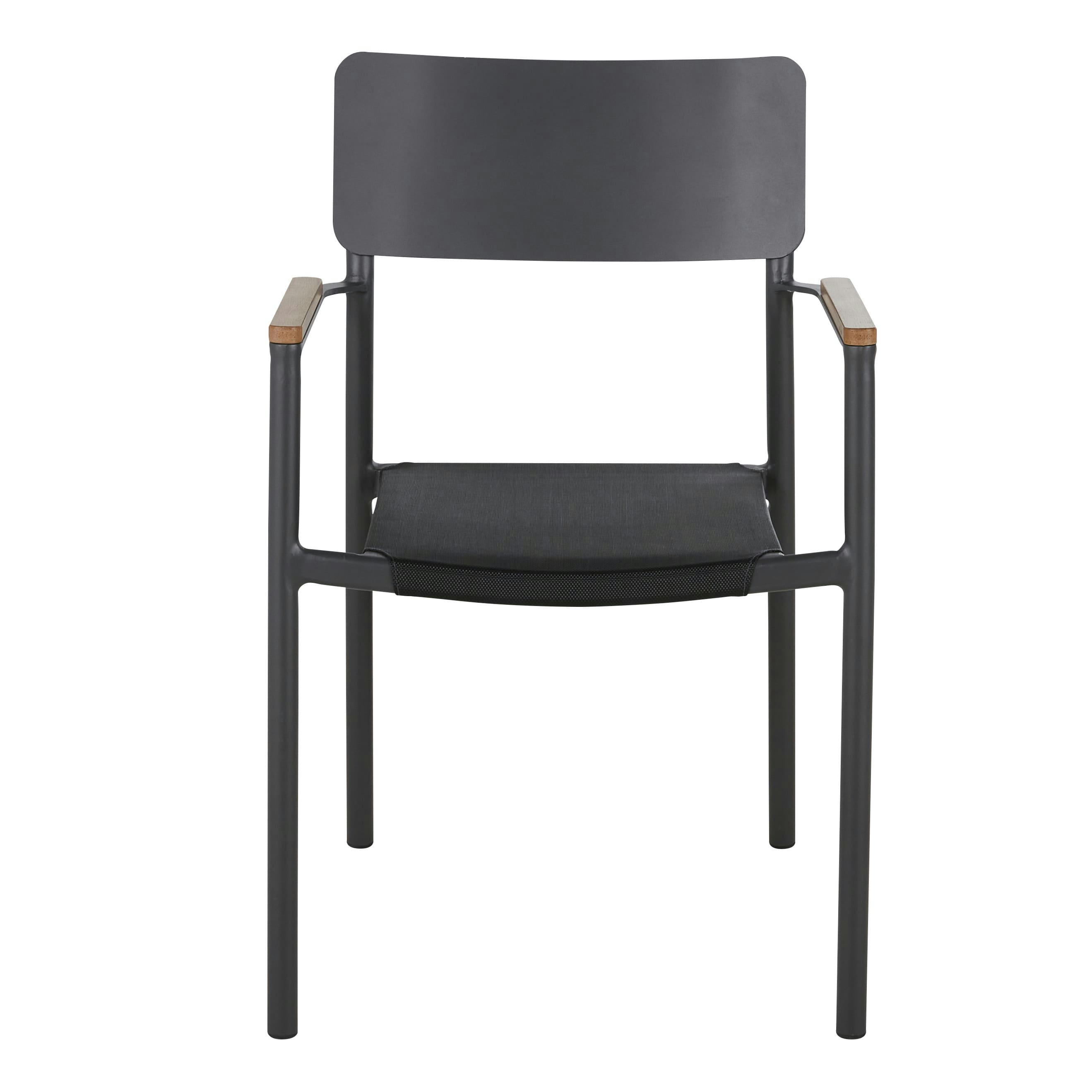 Quepos - Fauteuils à dîner de jardin en toile plastifiée et aluminium gris anthracite (x2)