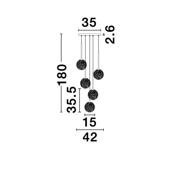 Pendelleuchte »Mirano «, LED, 5-flammig, goldfarben/transparent