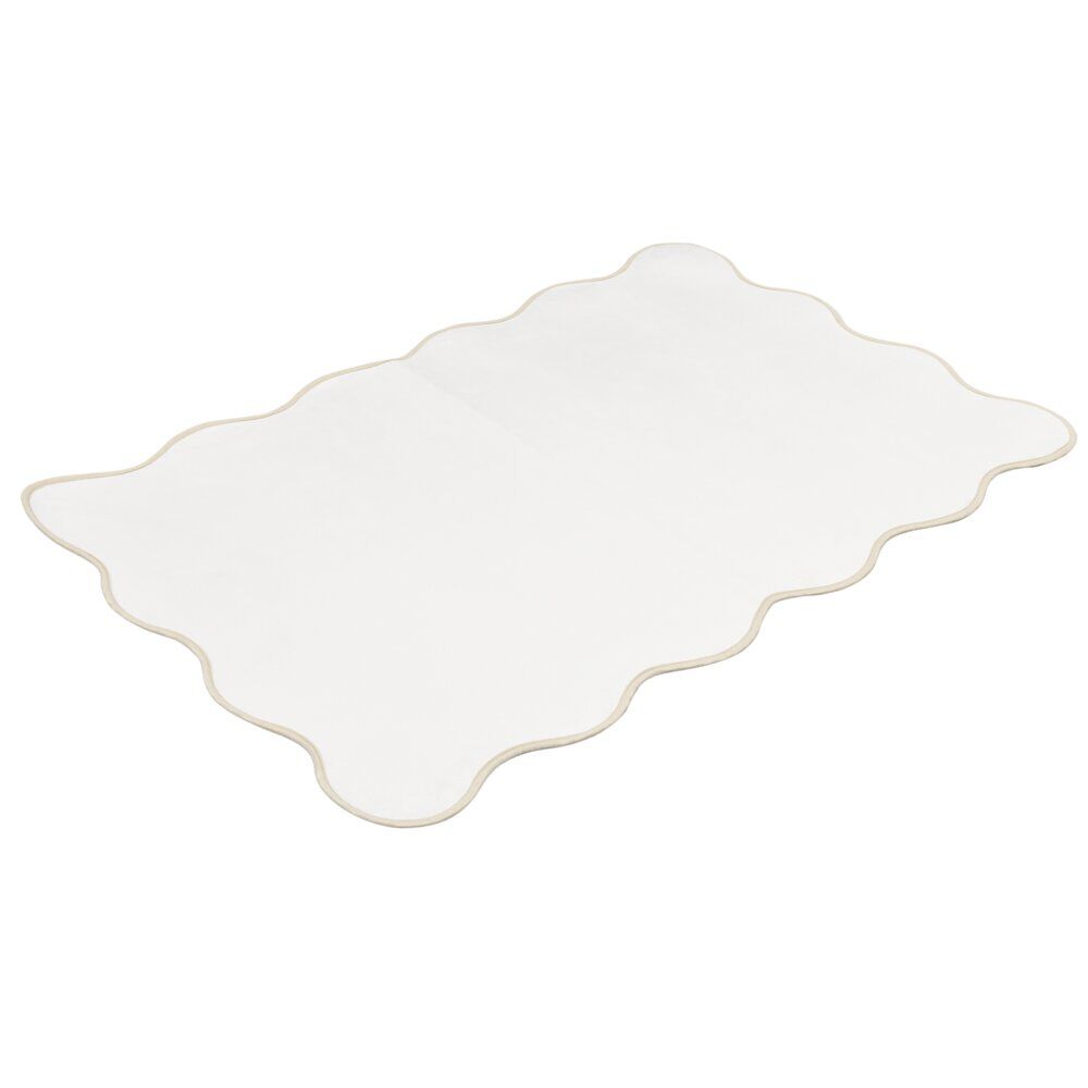 Tapis rectangulaire contour vague Wavy polyester beige 80x120cm