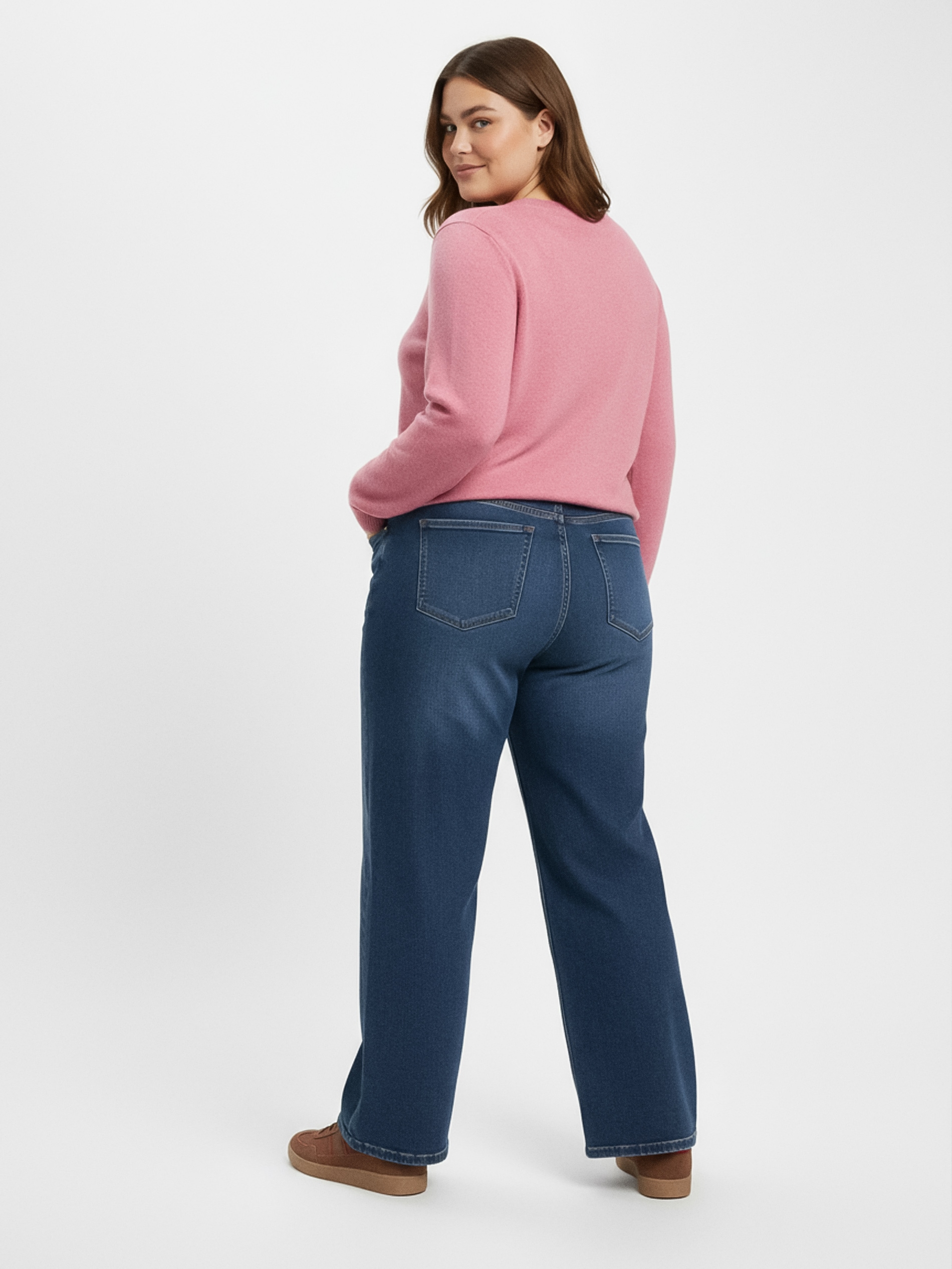 Jeansy wide leg z efektem sprania Plus size