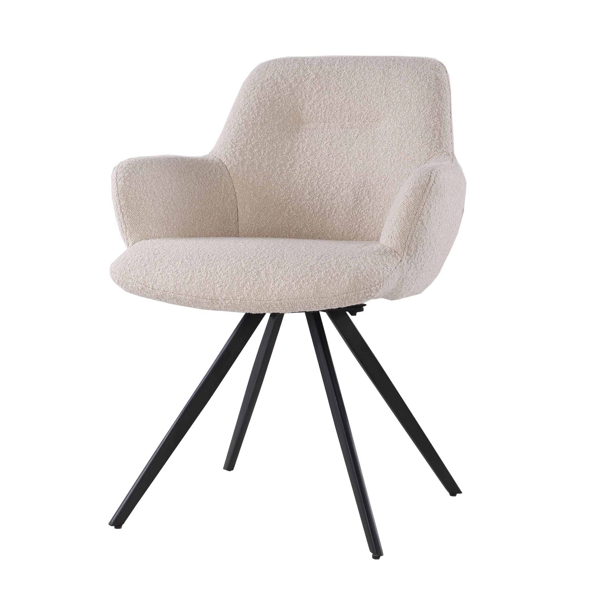 Livingfurn eetkamerstoel Doreen - boucle - beige - 2 stuks