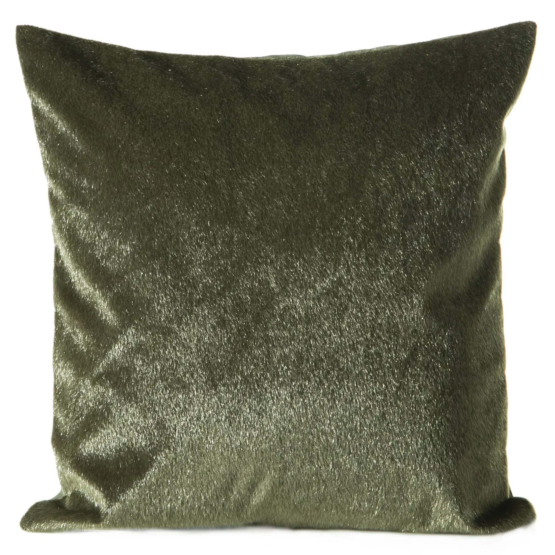 Poszewka na poduszkę 45x45 cm oliwkowa z futerka z krótkim włosem PELO Ella Line