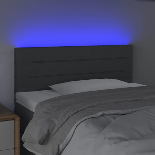 NNEVL LED Headboard Dark Grey 100x5x78/88 cm Fabric