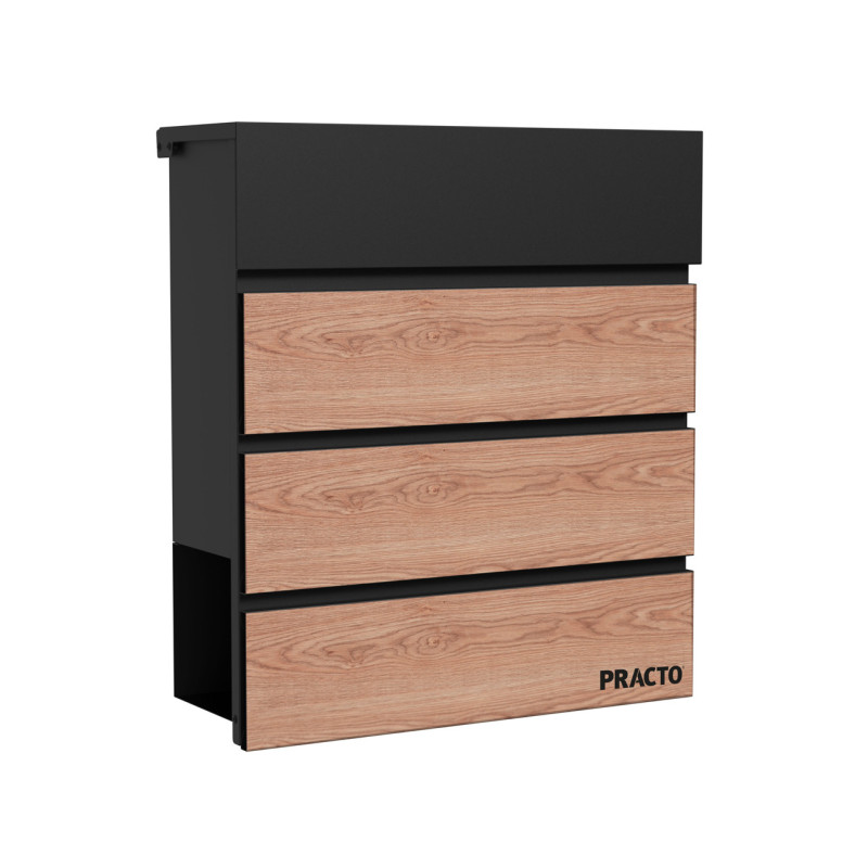 Boite aux lettres Cannes noir mat et bois PRACTO GARDEN