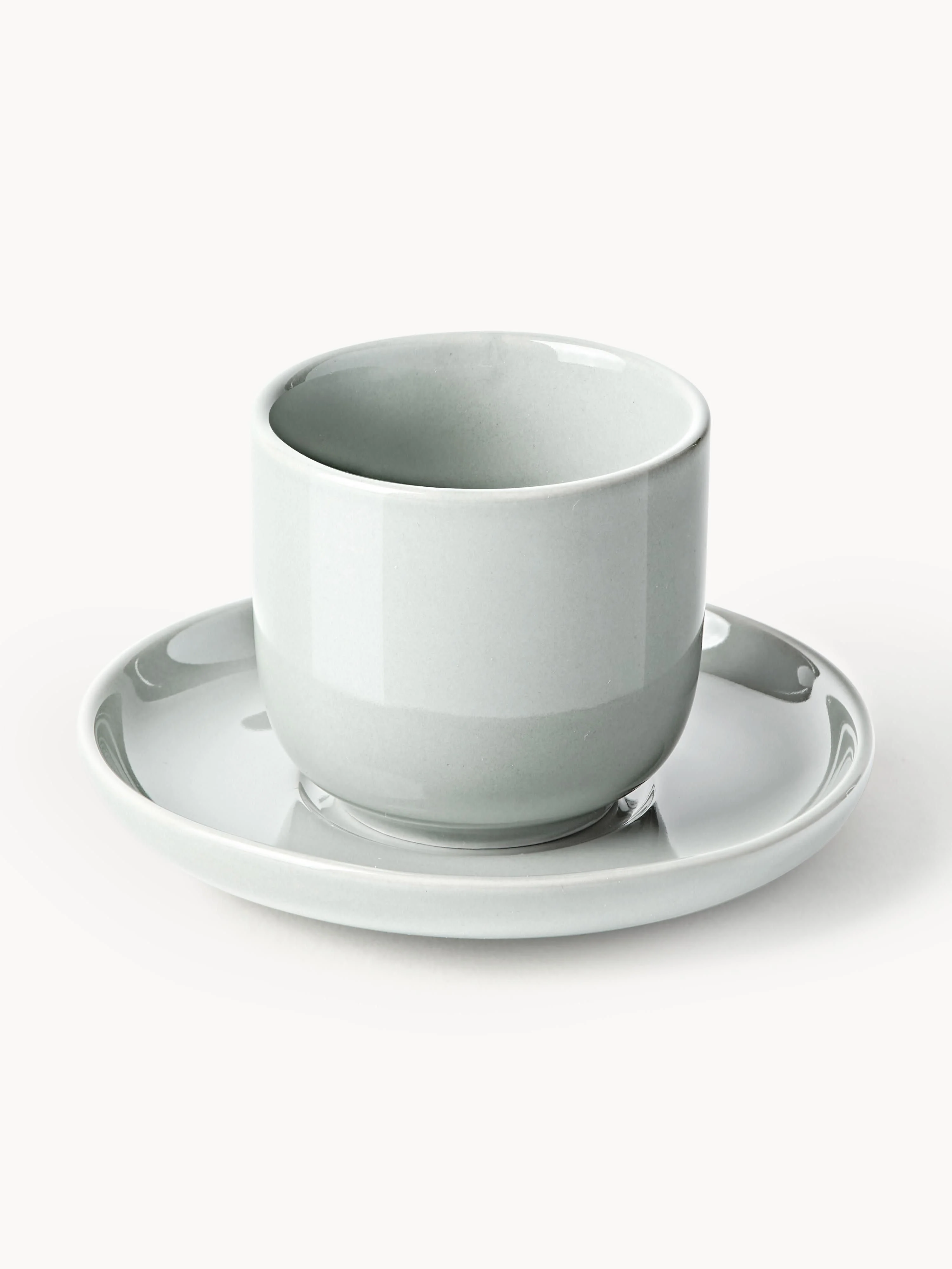Porzellan-Espressobecher Nessa mit Untertassen, 4er-Set