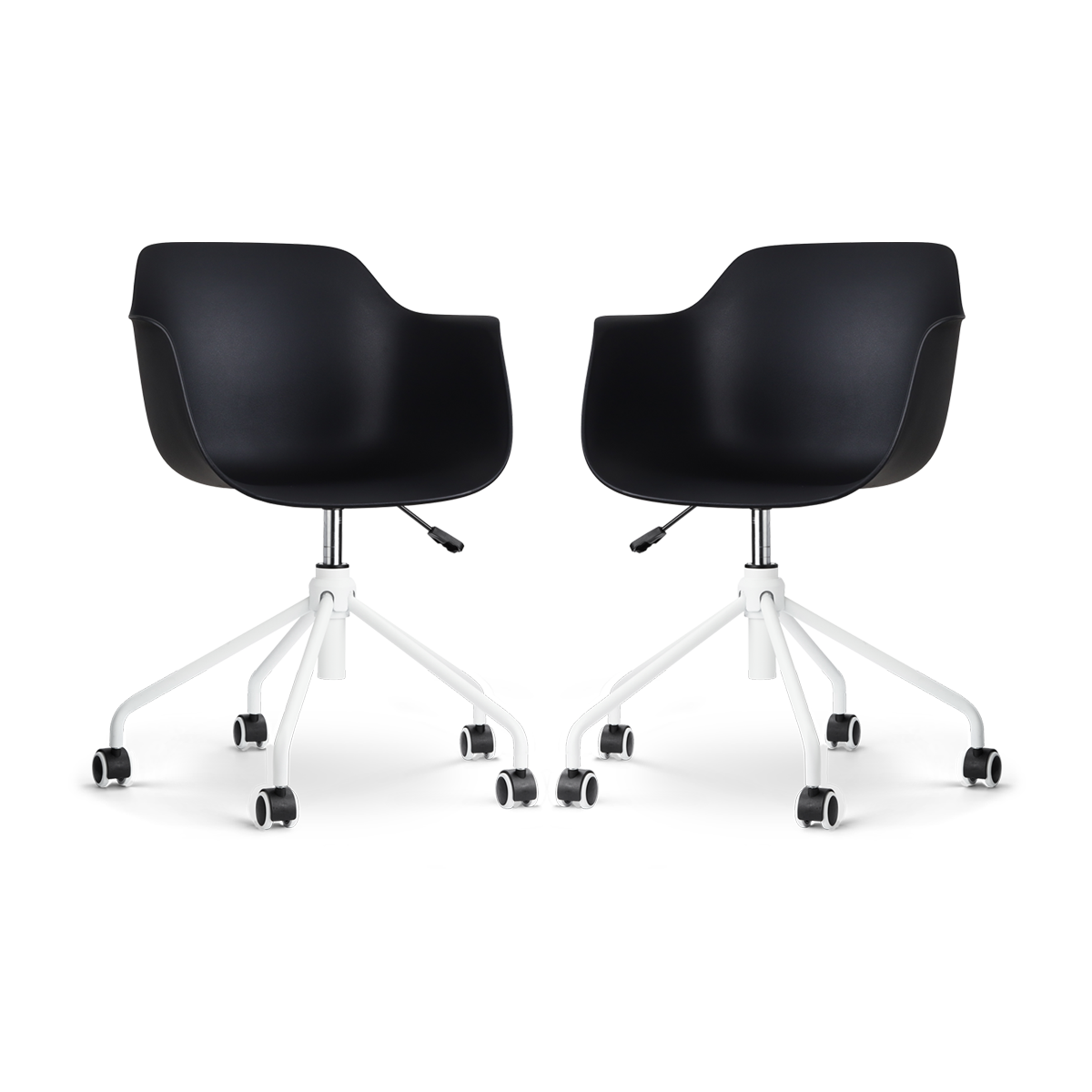 Nolon Nout-Puk Bureaustoelen Set van 2 - Zwart - Wit Onderstel