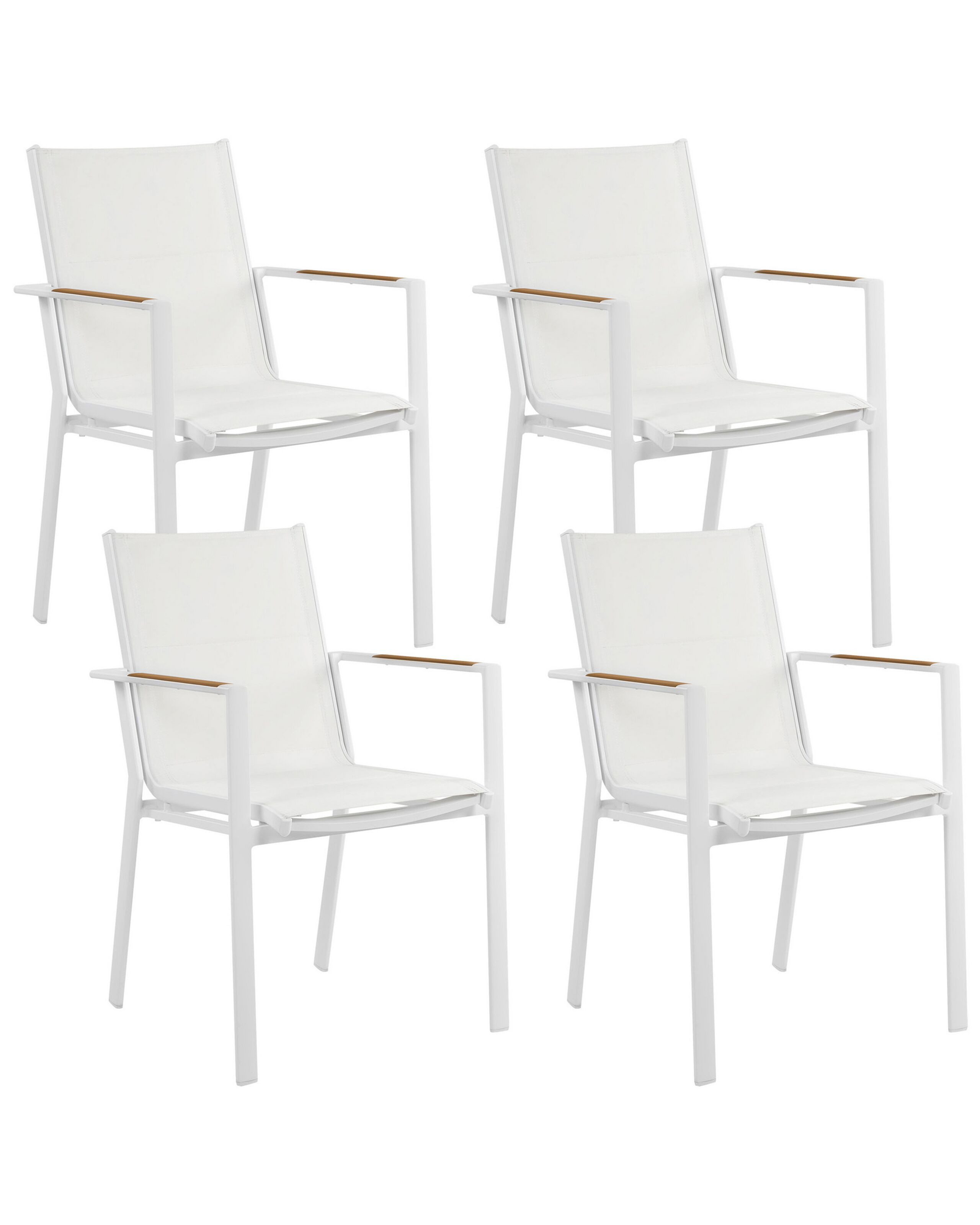 Zestaw 4 krzeseł ogrodowych aluminium biały