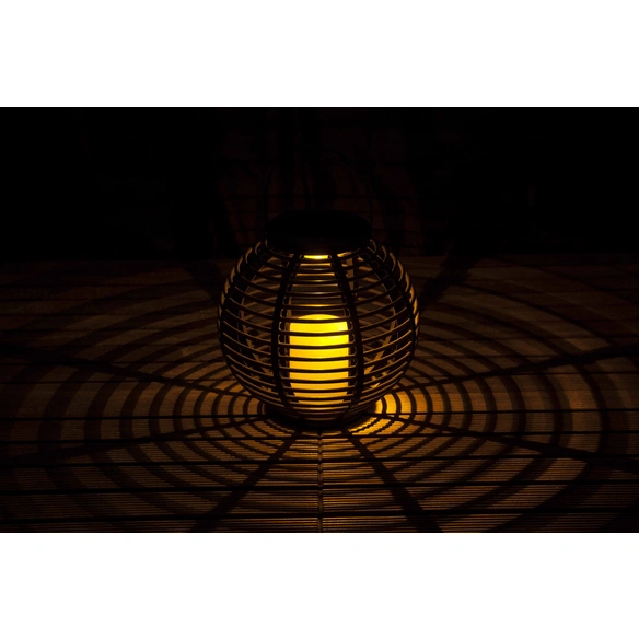 LED-Solarleuchte »Manila«, Ø: 23 cm, rund, Flackerlicht, taupe