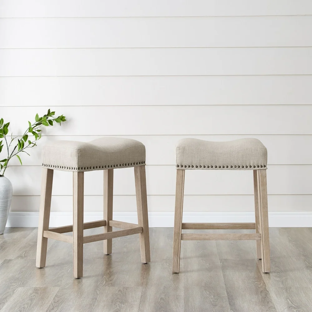 The Gray Barn Barish Backless Saddle Seat Counter Stools (Set of 2)