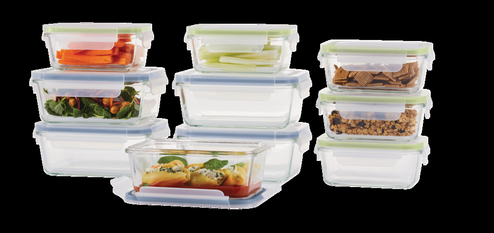 Vida by PADERNO Glass Clip Lid Food Storage Container Set Leakproof, 20-pc