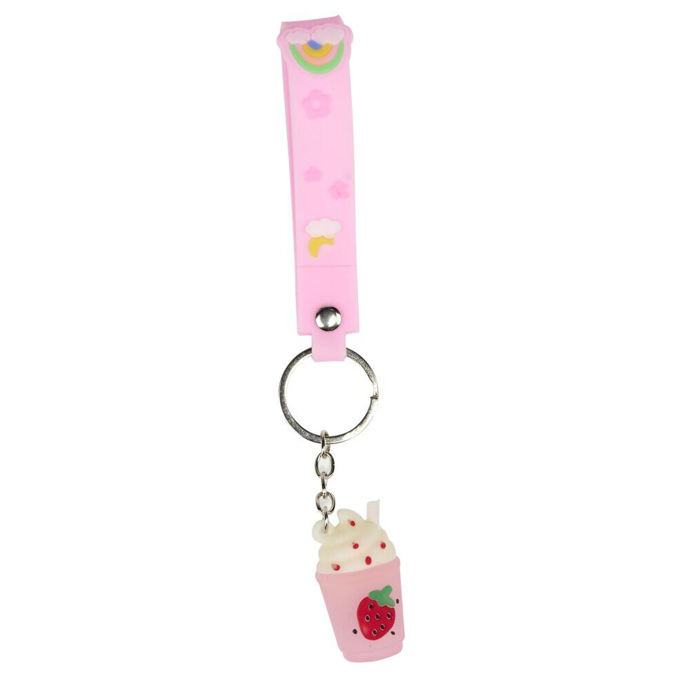 Porte clé kawaii milkshake rose et blanc