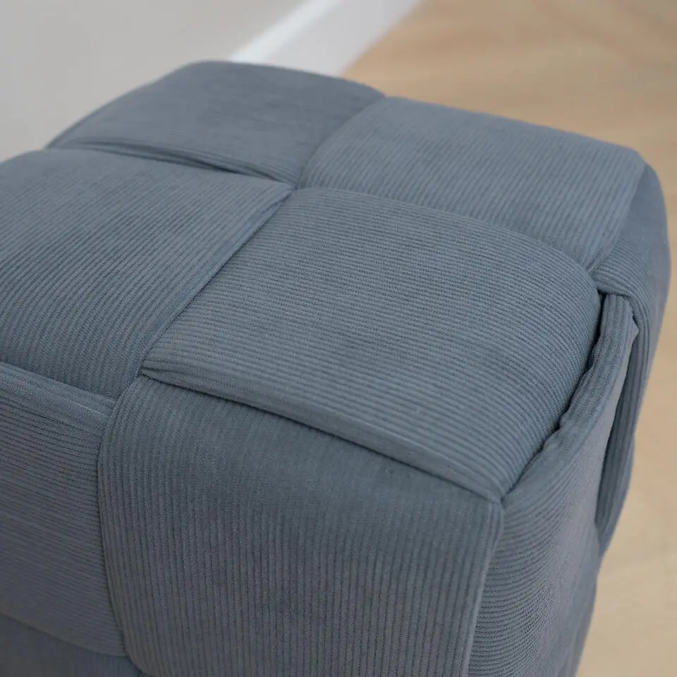 QUVIO Vierkante poef - Corduroy - 35x35 cm - Grijs