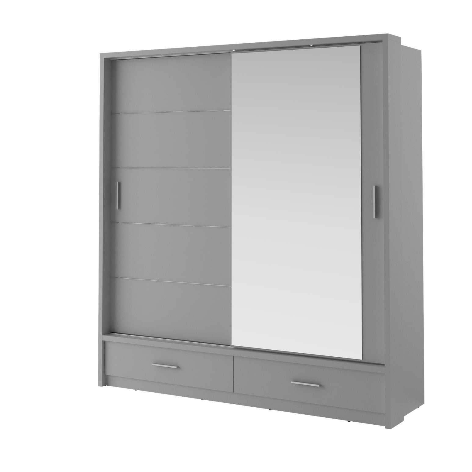Elegancka szafa przesuwna ARTI dwudrzwiowa z lustrem   oświetlenie LED