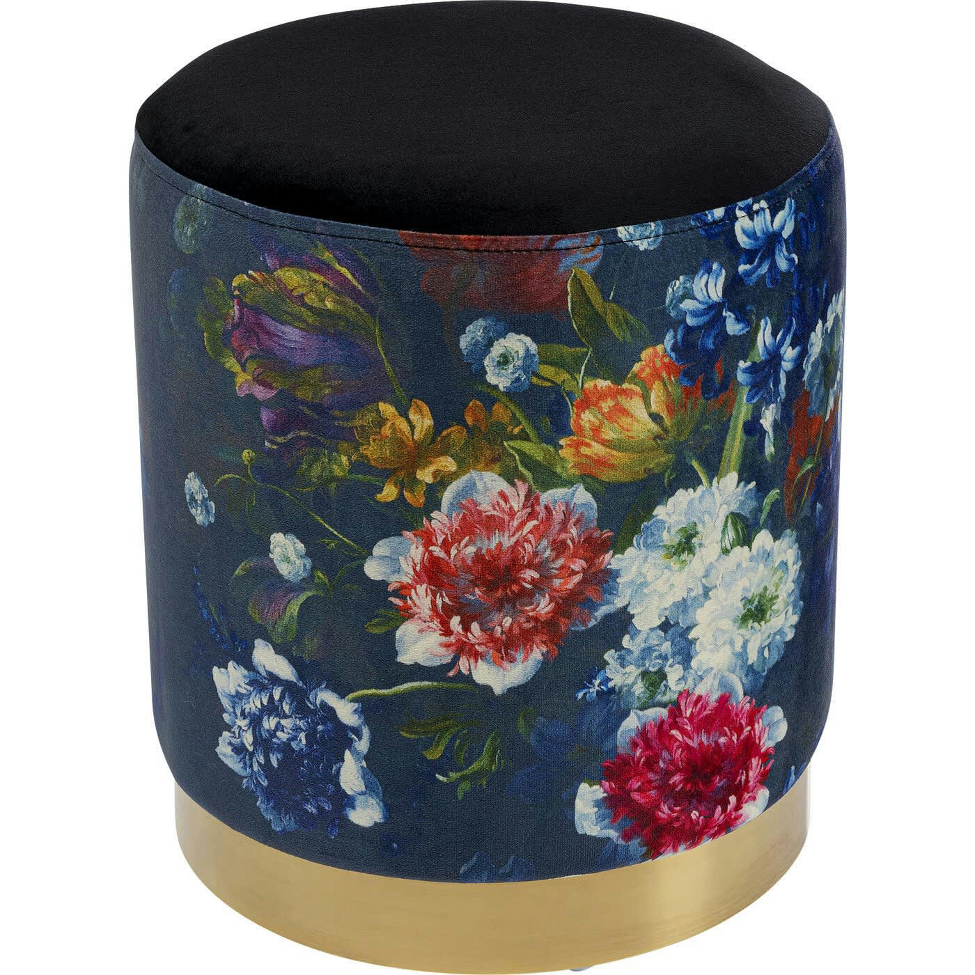 CHERRY - Tabouret Cherry bleu fleurs et laiton Kare Design