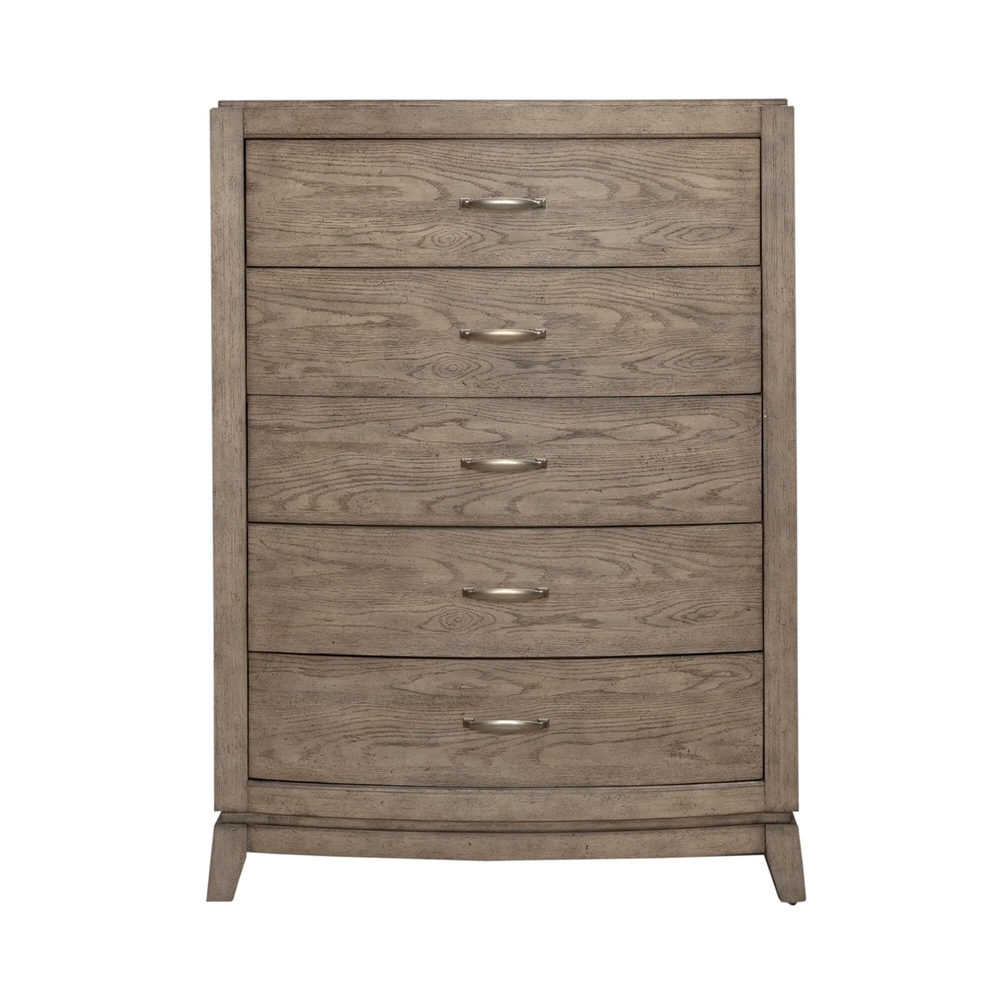 Avalon Burnished Beige Oak Panel Storage Bed with Dresser, Mirror, Chest Bedroom Set - King, Queen