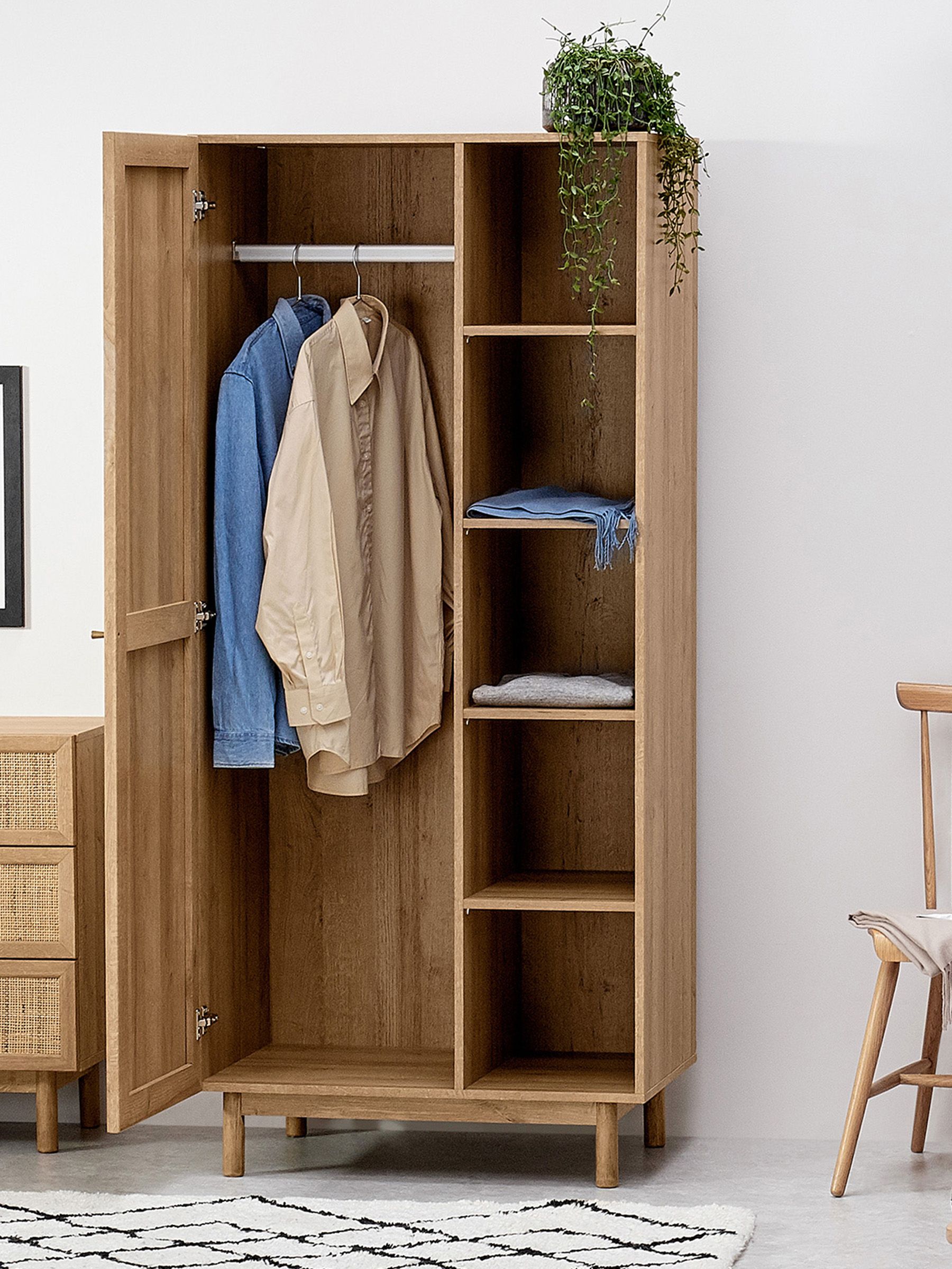 Pavia Rattan Double Wardrobe in Oak Effect
