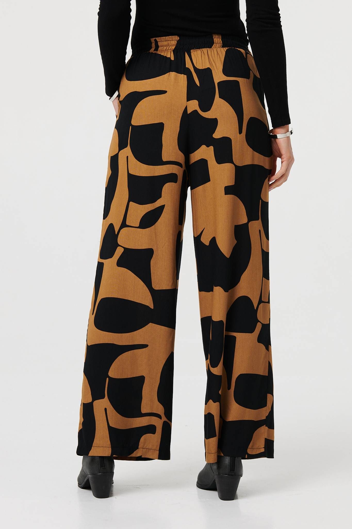 Izabel London Abstract Drawstring Waist Wide Trousers