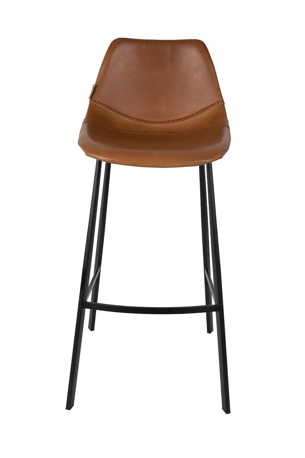 FRANKY 80 - Chaise de bar aspect cuir marron
