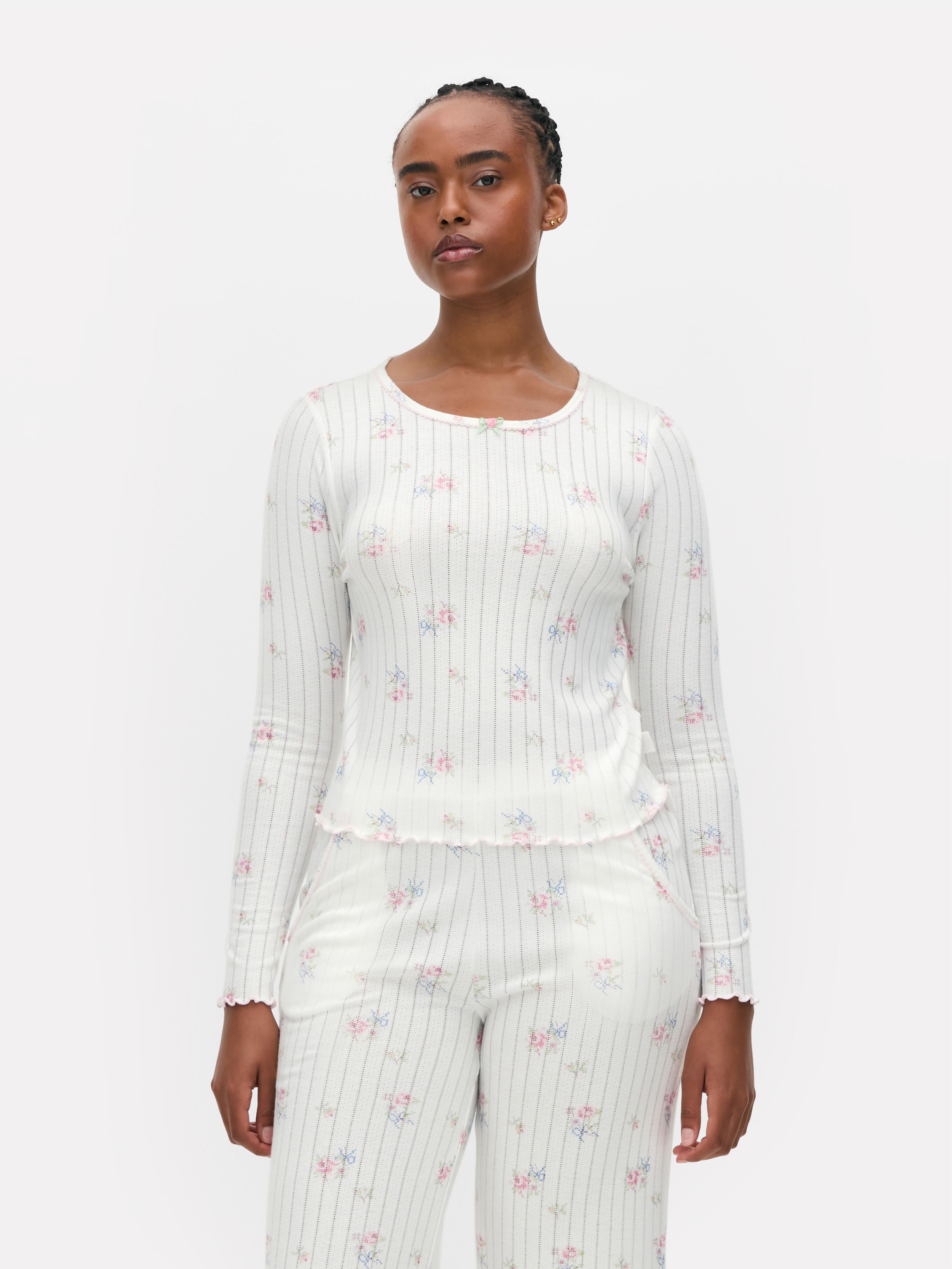 Floral Pointelle Pajama Top