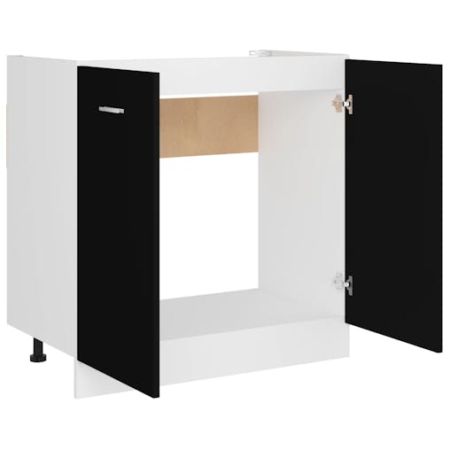 NNEVL Sink Bottom Cabinet Black 80x46x81.5 cm Chipboard