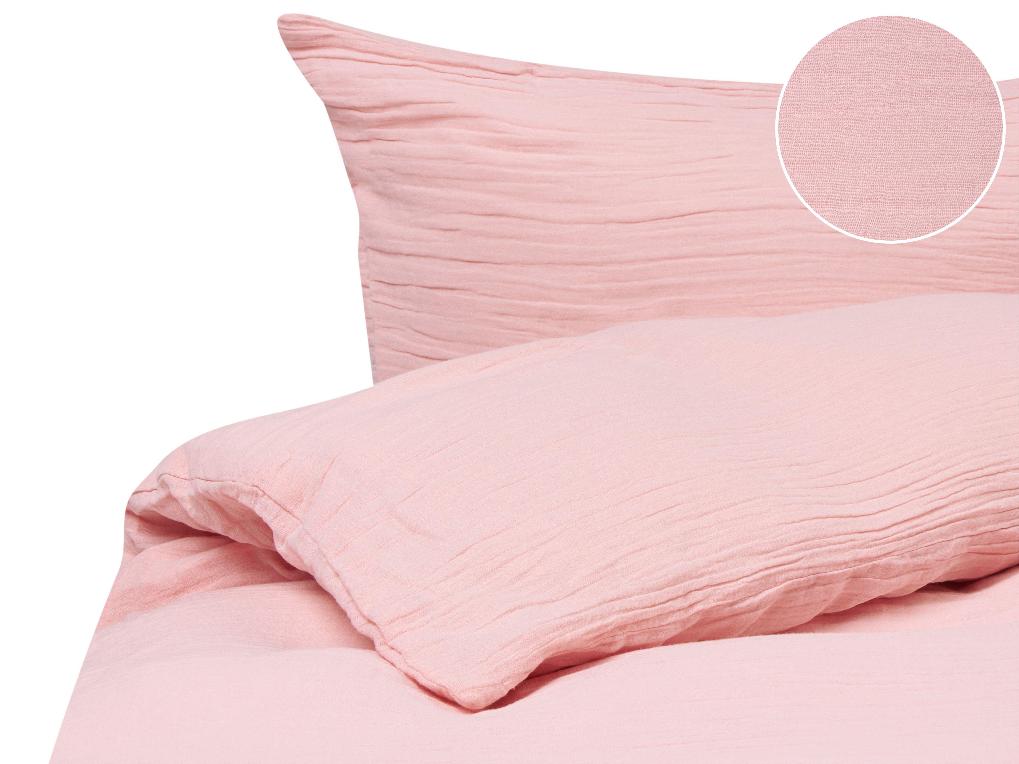 Duvet Cover Set SUMNER Cotton Muslin 150 x 200 cm Pastel Pink