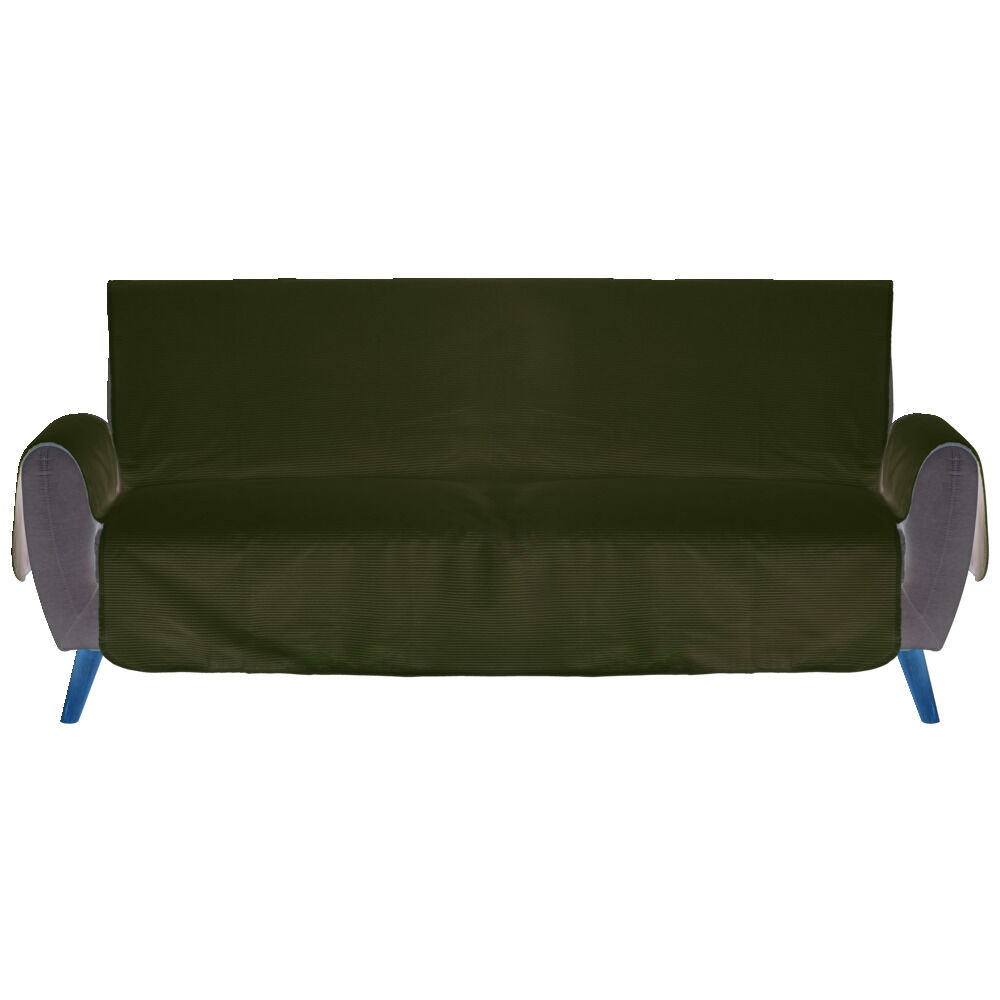 Protège canapé côtelé L279xH179cm - 2 modèles gris ou blanc