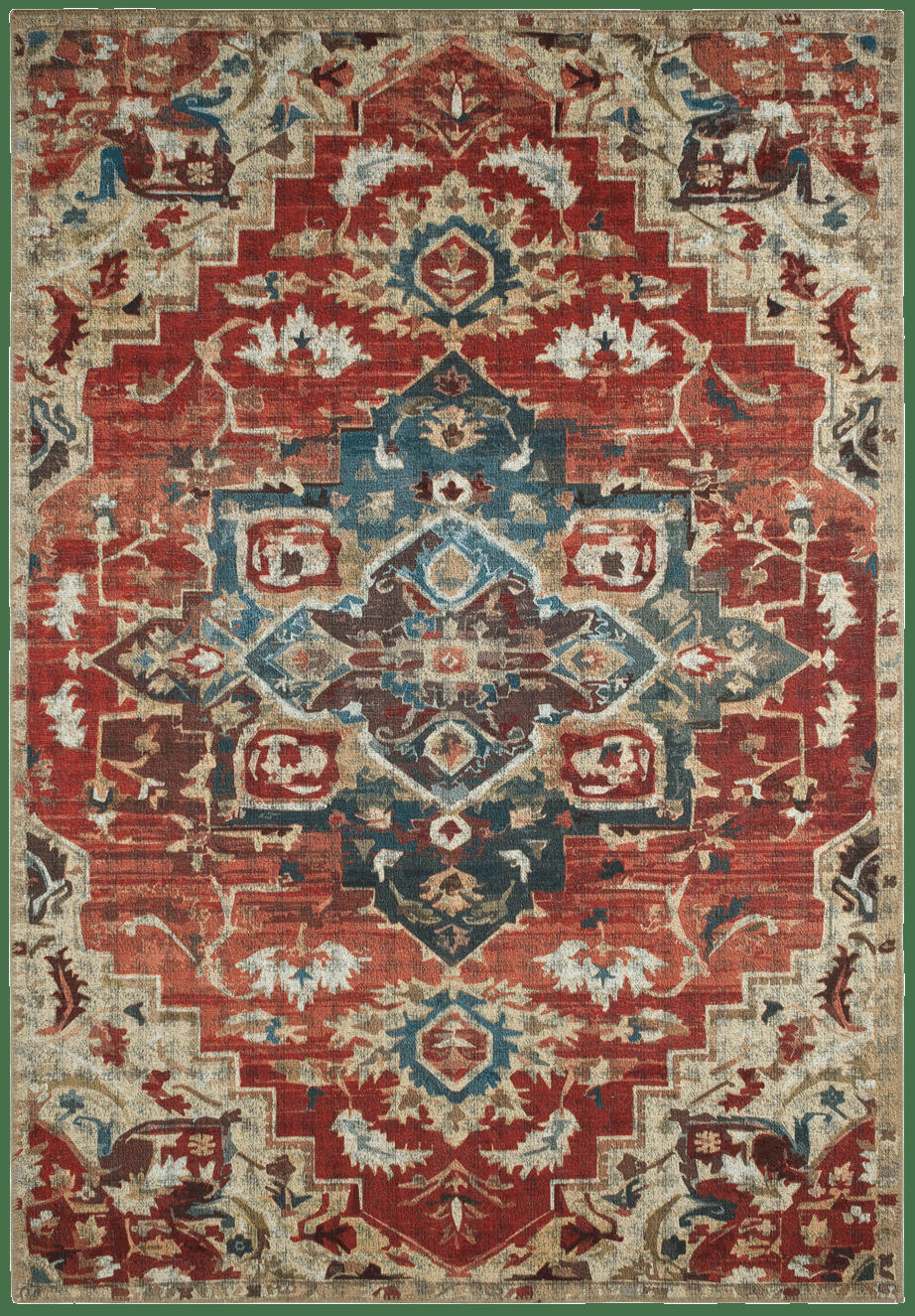 RADOM - Tapis vintage motif oriental rouge  – 200x290