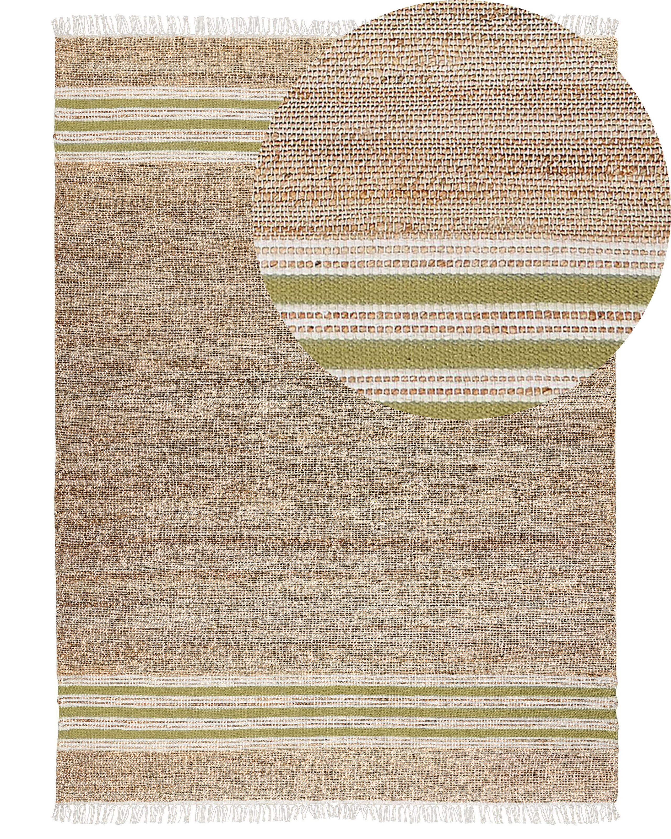 Dywan 160x230 cm z juty beżowo-zielony