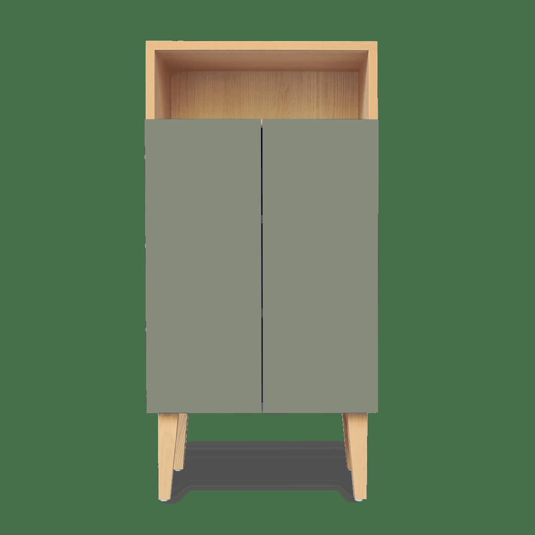 ENKI - Petit meuble d'entrée en kaki poudré, 2 portes - 100*50*42