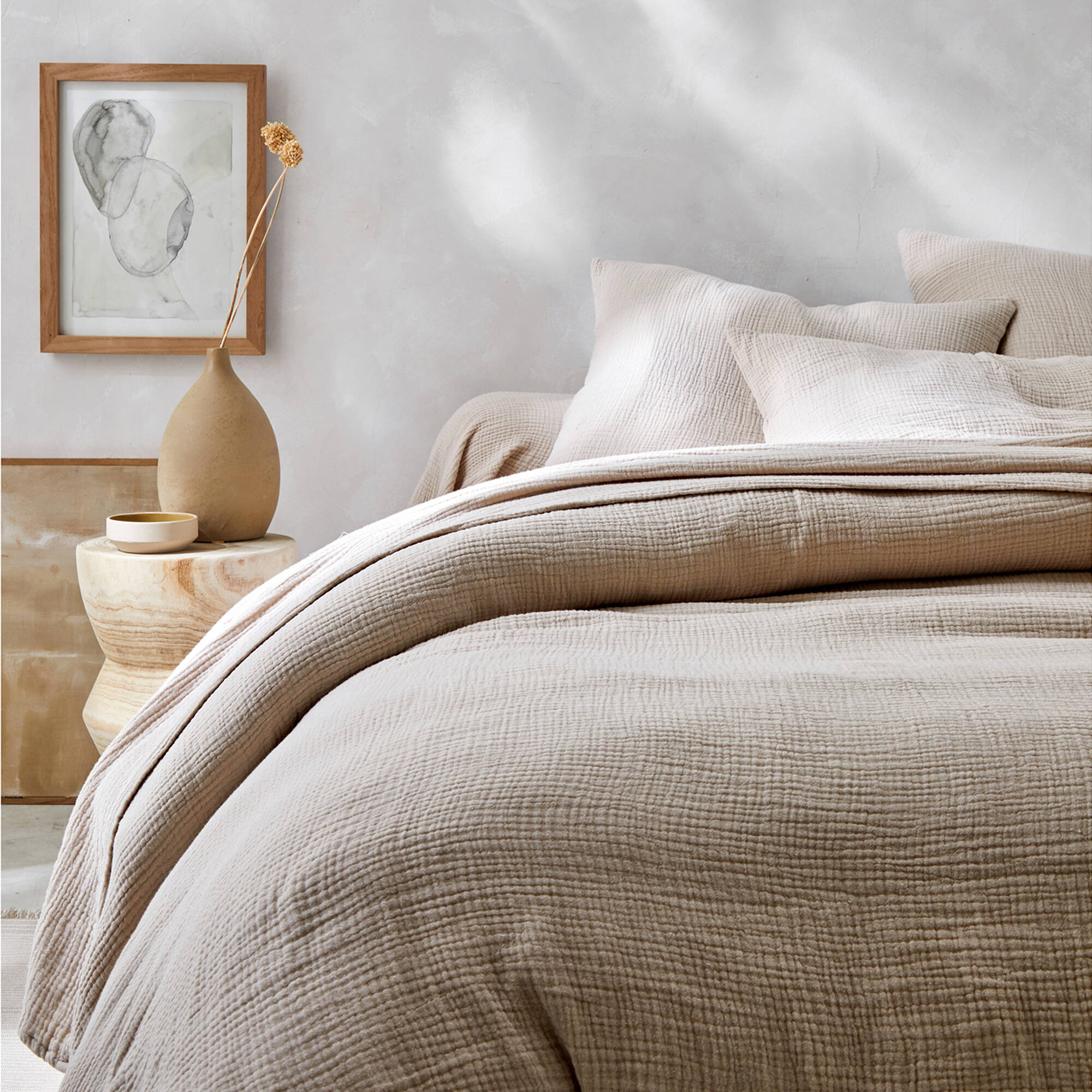 Linge de lit uni en triple gaze de coton
