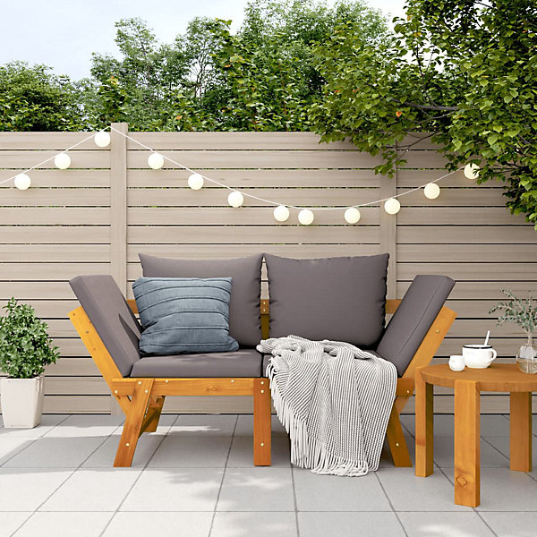 Banc de jardin avec coussins 2 en 1 bois d'acacia massif vidaXL