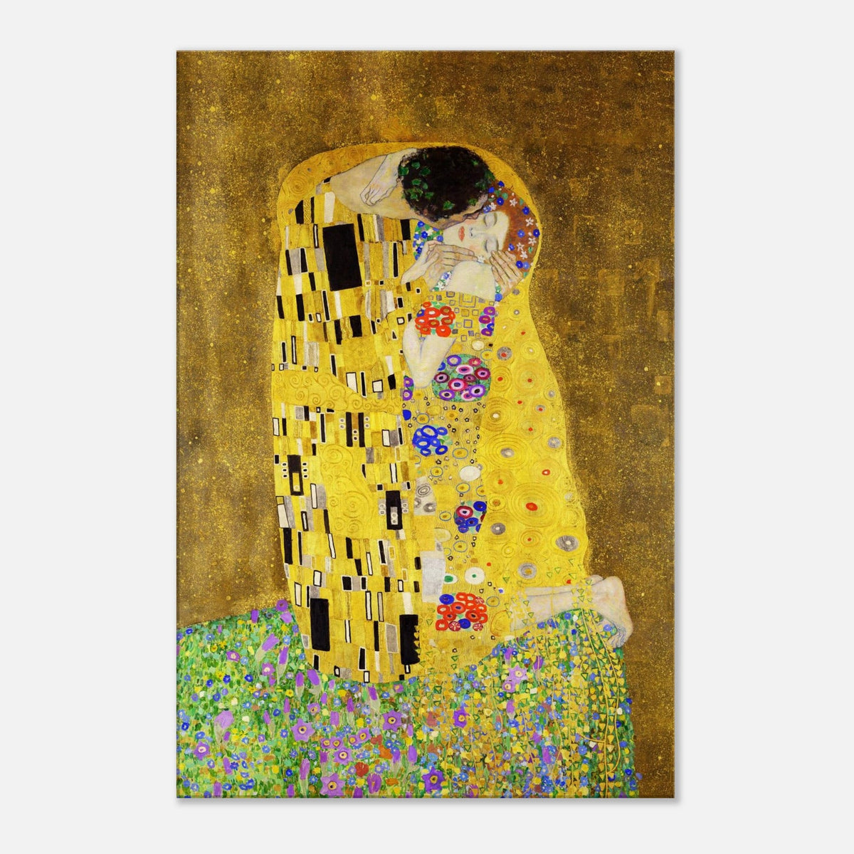 Artfulprints Canvas Gustav Klimt - The kiss canvas - 60x90 cm - Geel