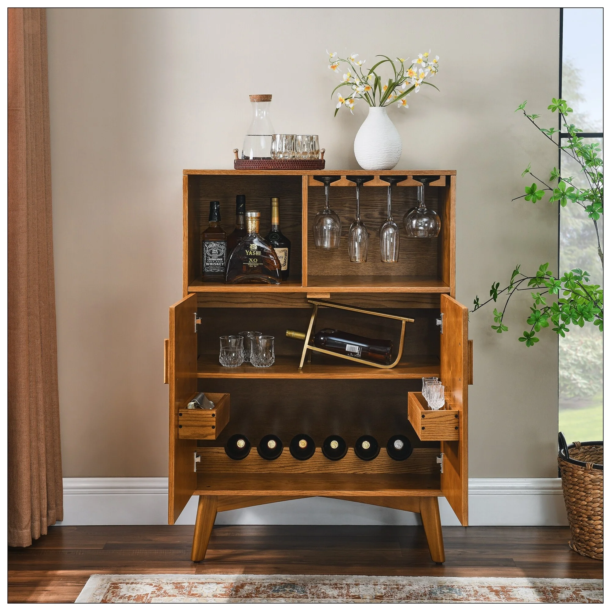 31.5 Liquor Cabinet with Wine Glass Holder