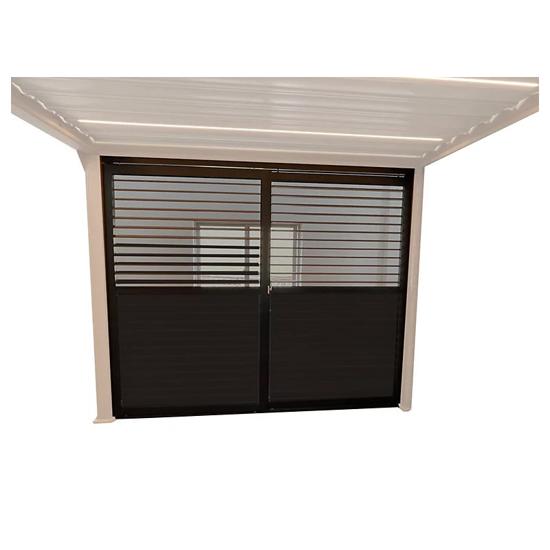 Panneau brise-vue coulissant pour pergola bioclimatique Pianela noir sable 3 x 2,34 m 2 pièces