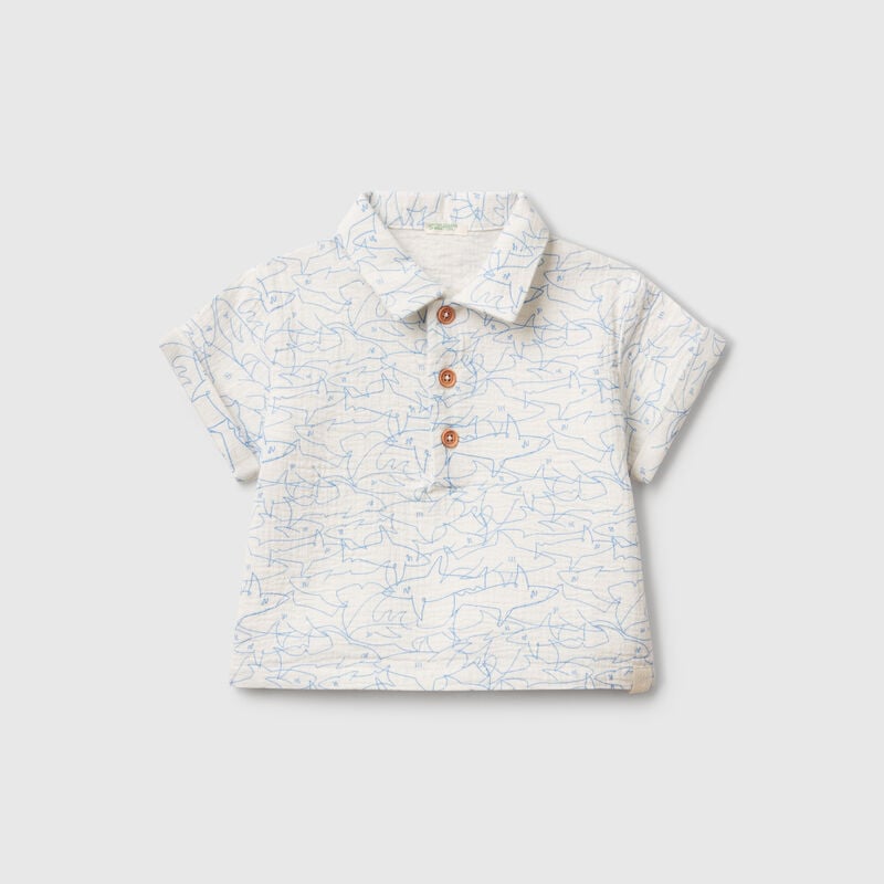 Polo with shark print