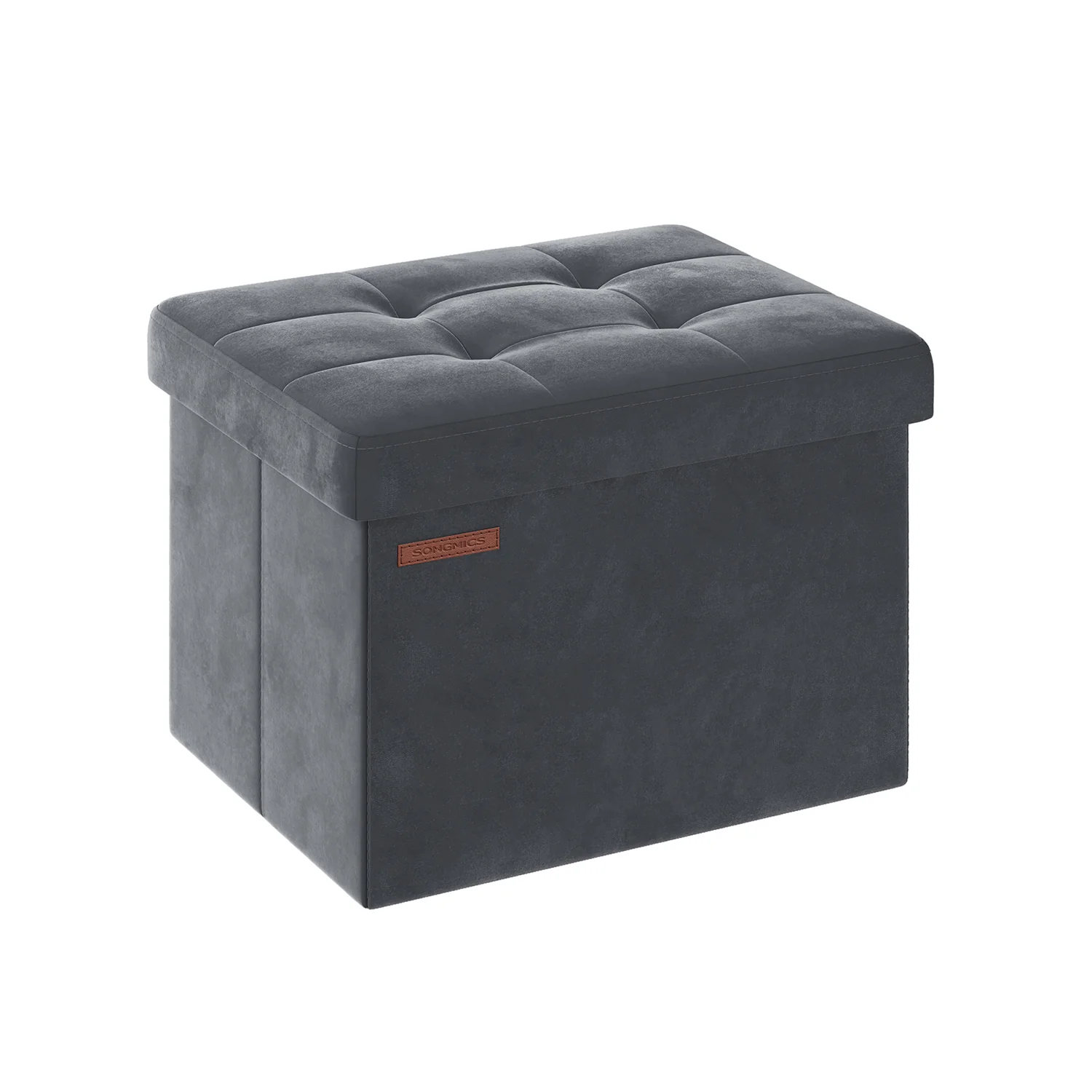 Banc de rangement en velours noir d'encre