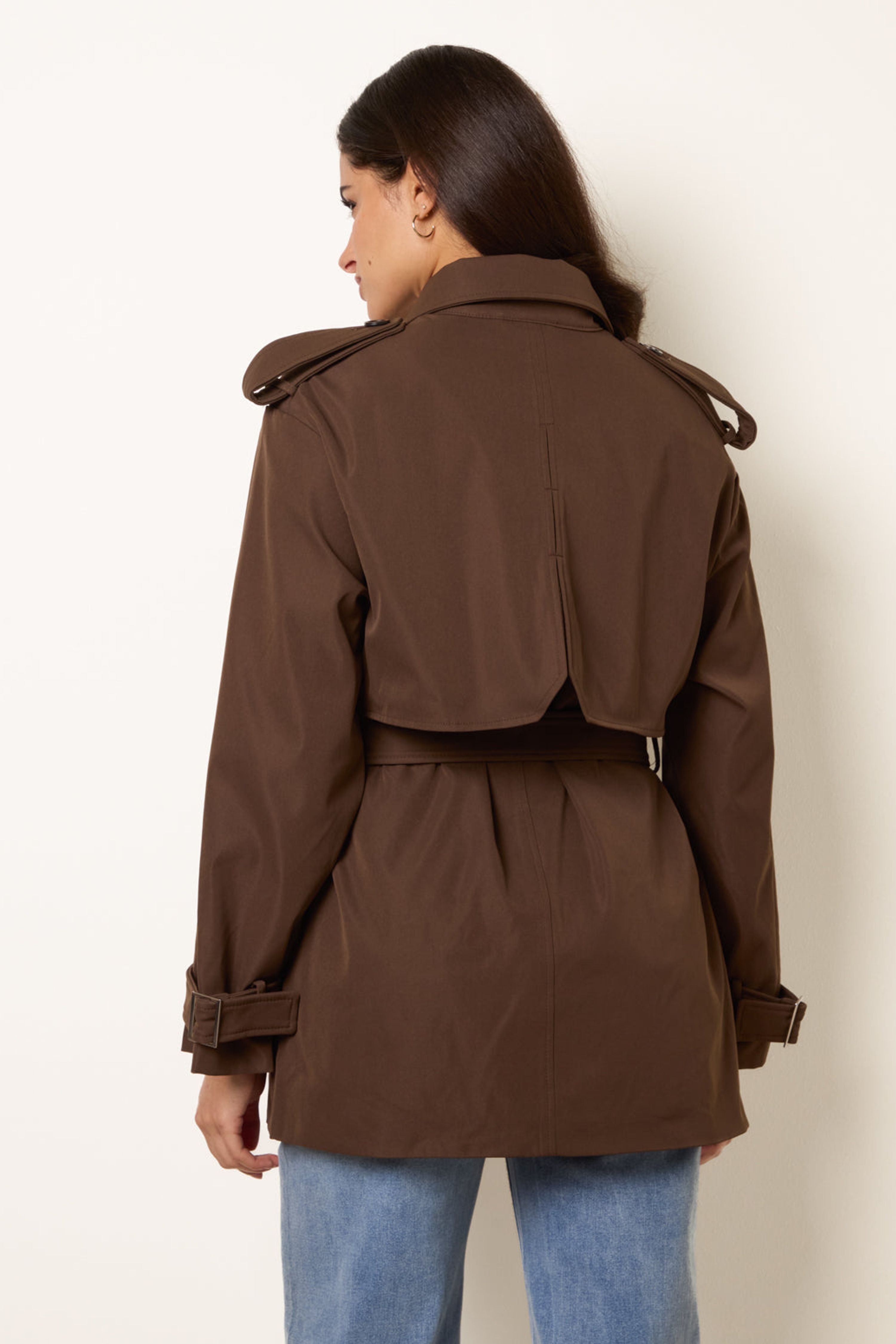 Blue Vanilla Brown Short Trench Coat