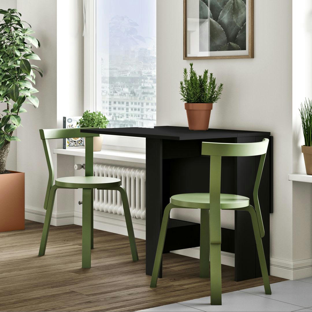 PAPILLON - Table effet bois noir