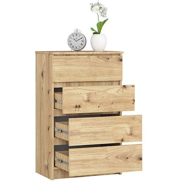 Commode AKORD K60 Chêne Artisan 60 cm 4 tiroirs façade Chêne Artisan 60x40x99 cm
