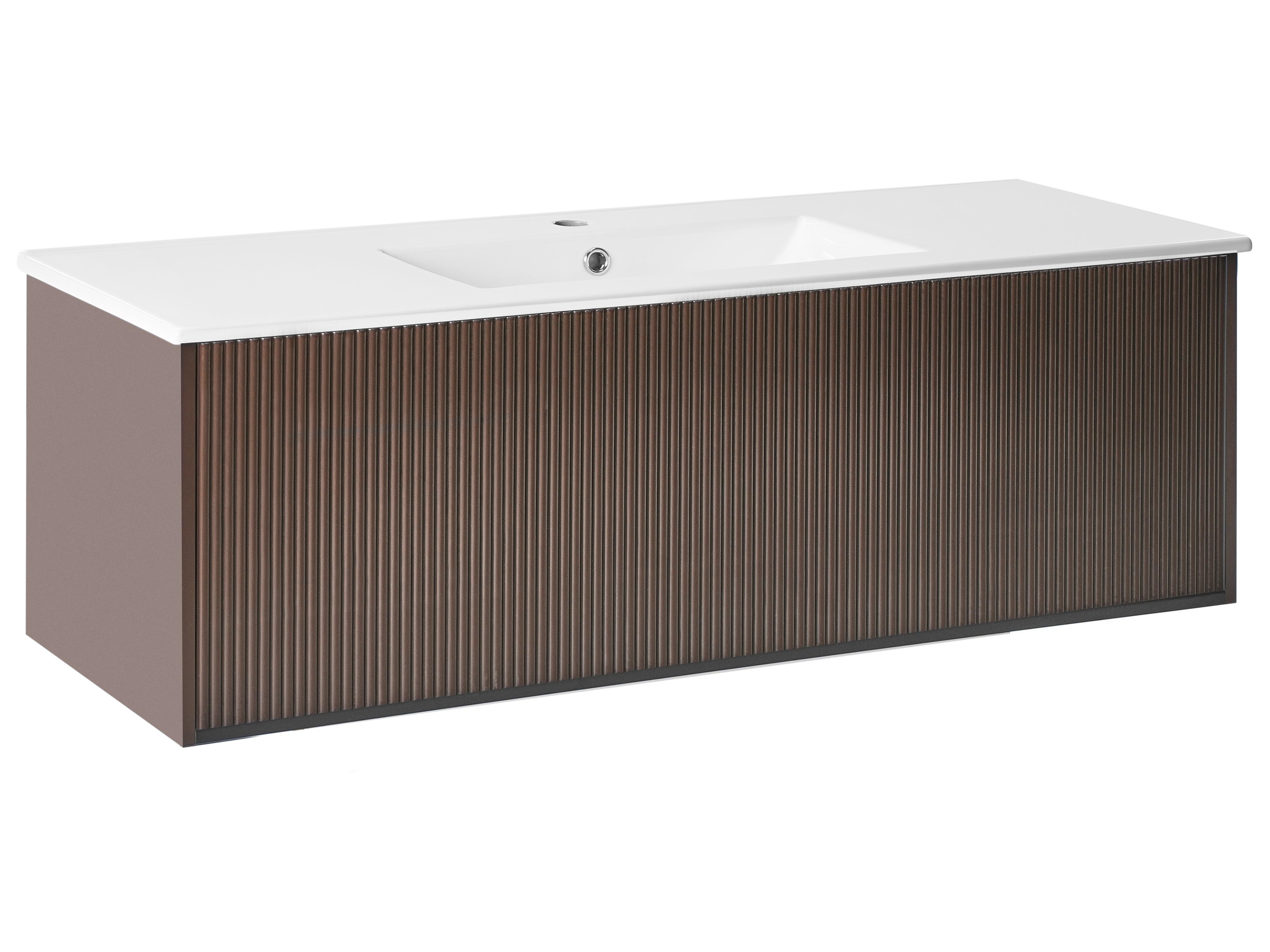 Wall Mounted Vanity Unit with Basin MADIDI Brown