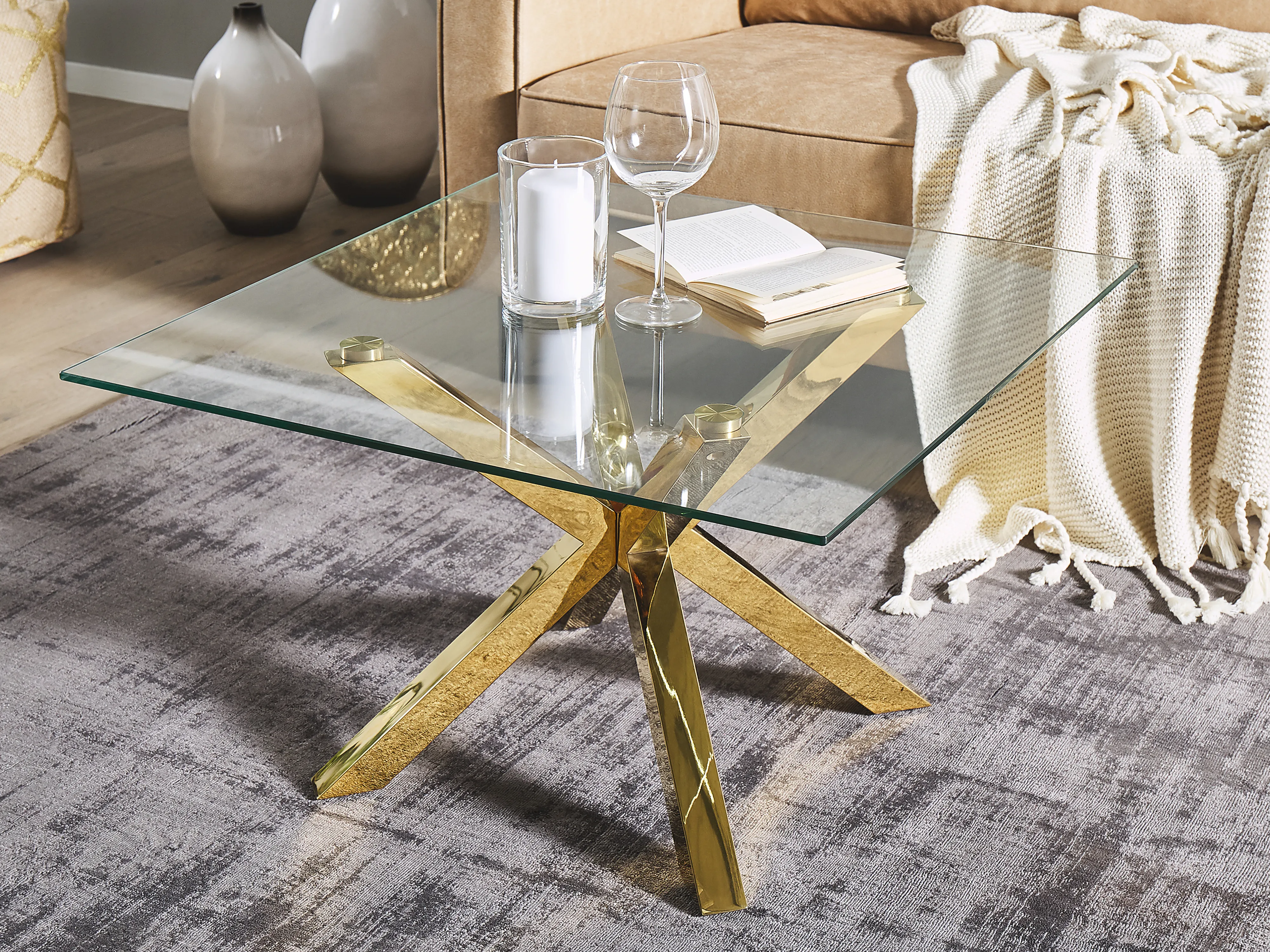 Coffee Table STARLIGHT Tempered Glass Gold