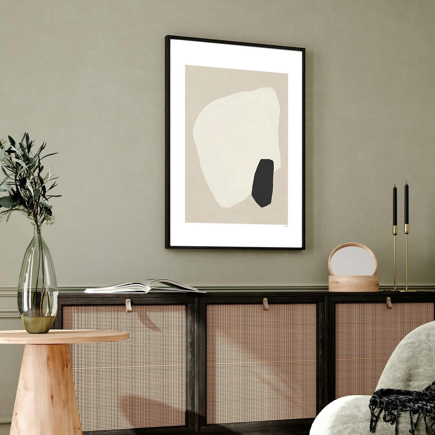 MINIMALISMO - Affiche avec cadre noir -  géométrie abstraite - 30x40