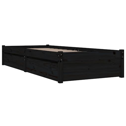 NNEVL Bed Frame with Drawers Black 90x190 cm 3FT Single