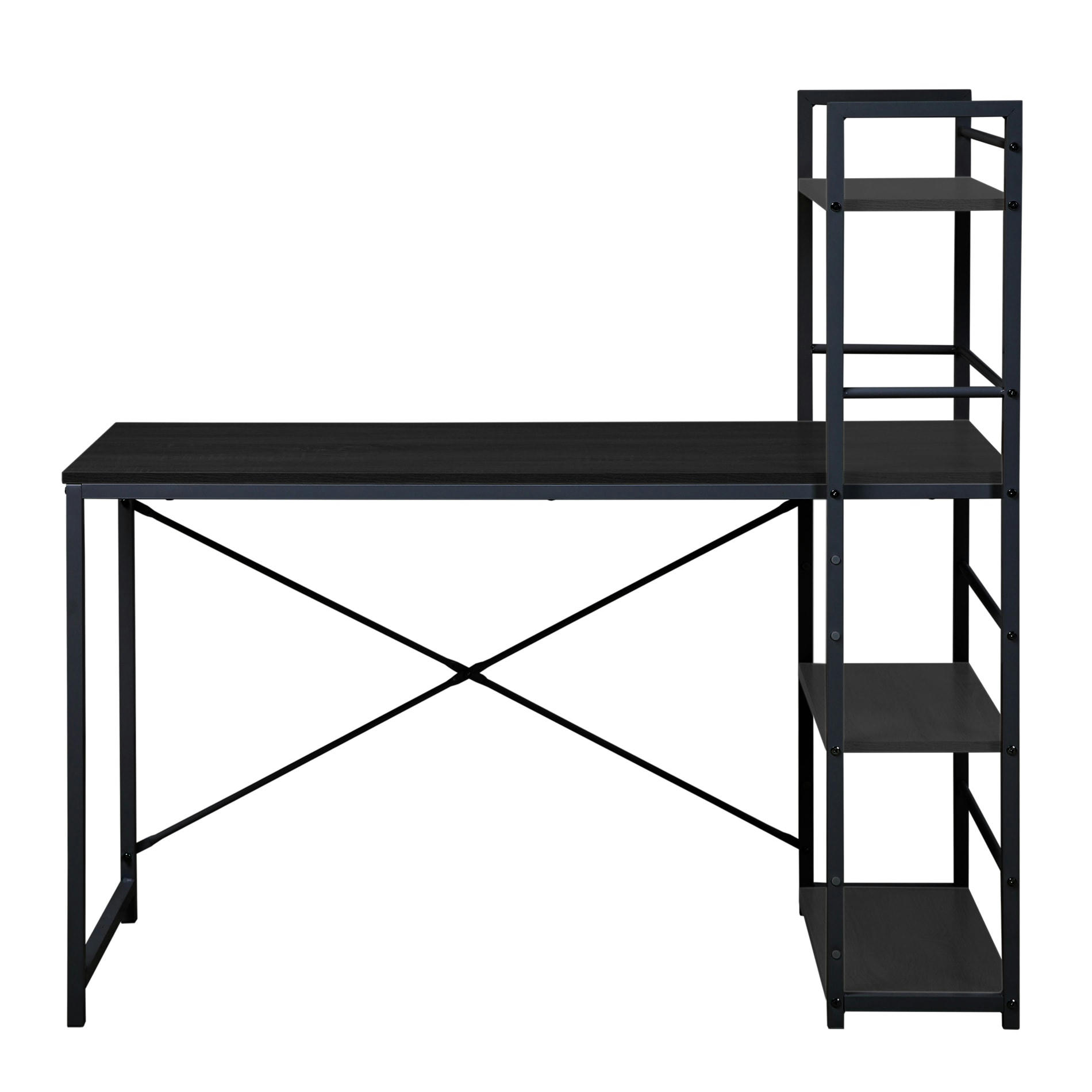 MODERN - Bureau avec bibliothèque en fibre de bois et acier noir